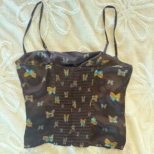 reformation silk butterfly brown silk cami 4/Small